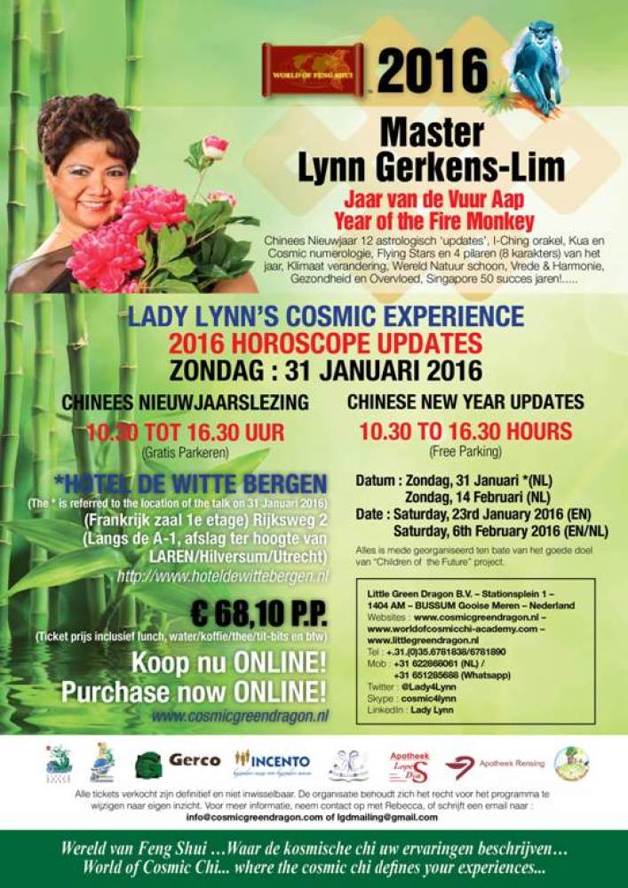 Lady Lynn's Cosmic Experience - Chinees nieuwjaarslezing op zondag 31 januari 2016